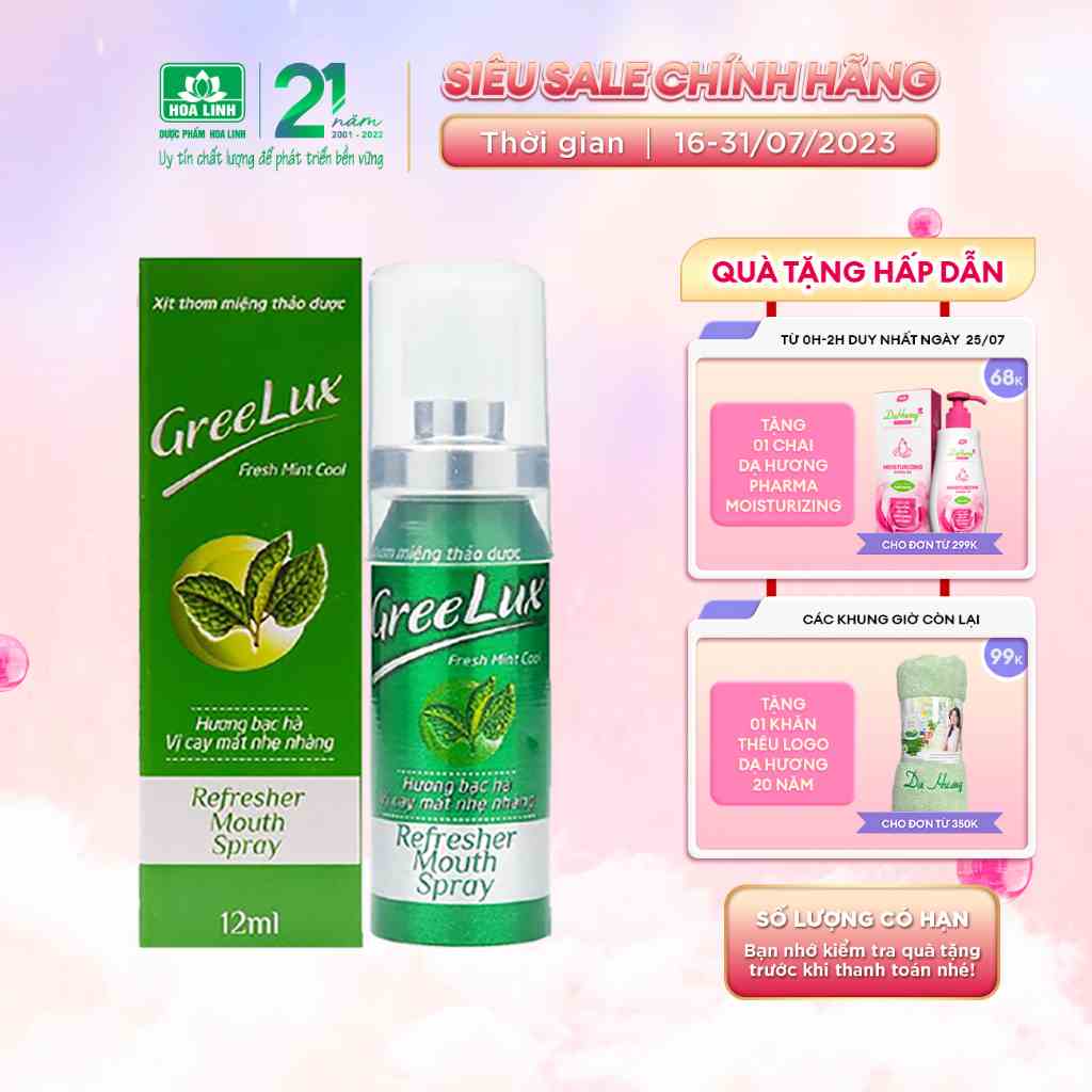 Xịt Thơm Miệng Greelux Fresh Mint Cool (vị cay mát nhẹ nhàng)