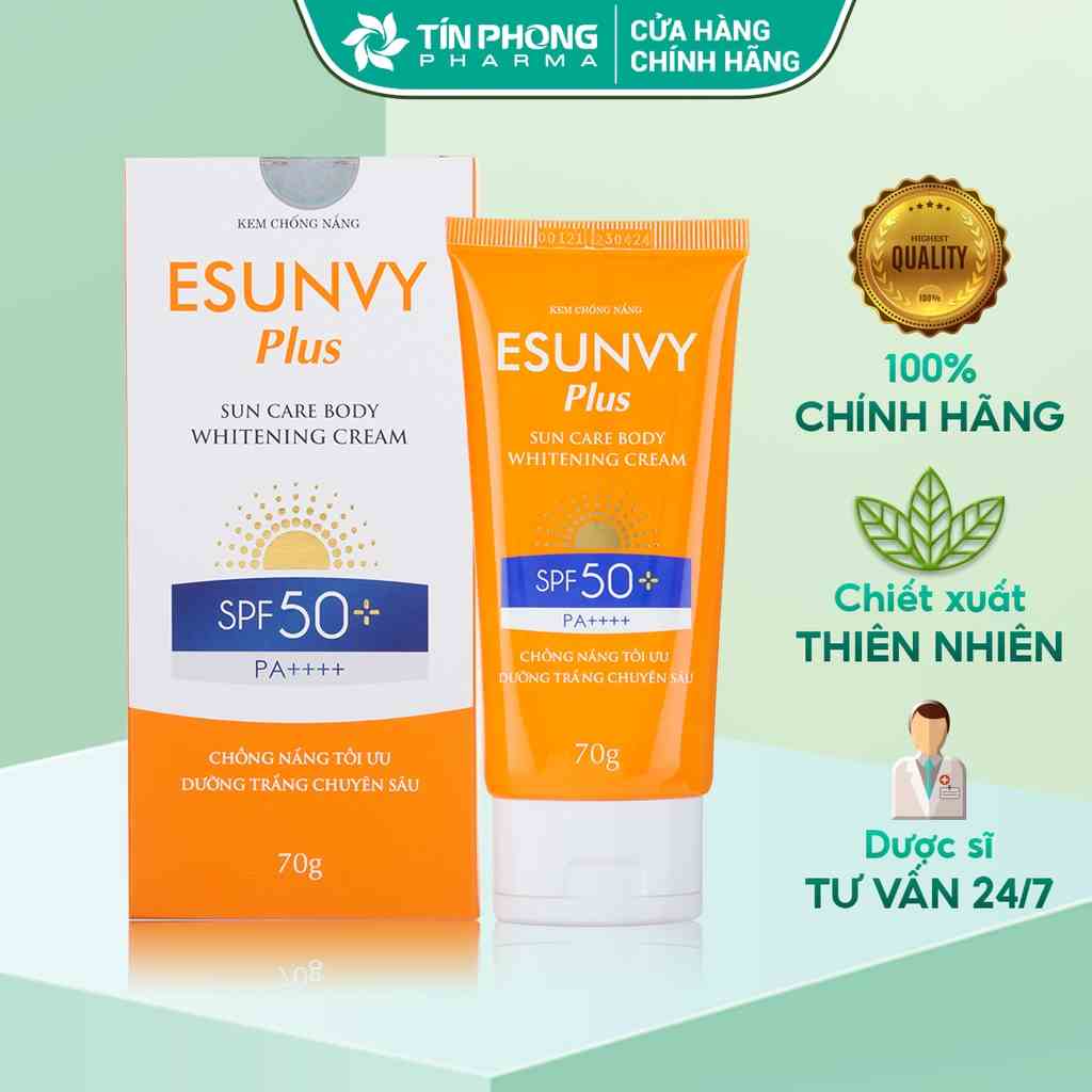 Kem Chống Nắng Body Esunvy Plus Sun Care  SPF50+/PA++++ Bảo Vệ Da Tối Ưu, Dưỡng Trắng Chuyên Sâu Tuýp 70g TMP013