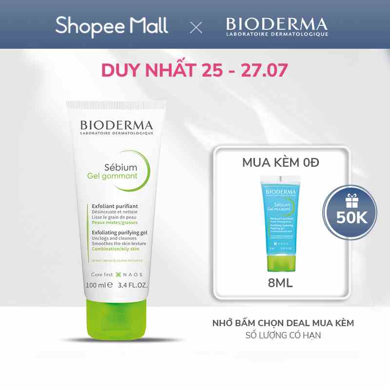 Gel tẩy tế bào chết làm mịn da Bioderma Sebium Gel Gommant - 100ml