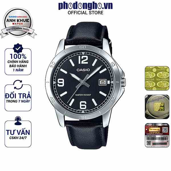 Đồng hồ nam dây da Casio Anh Khuê MTP-V004L-1BUDF