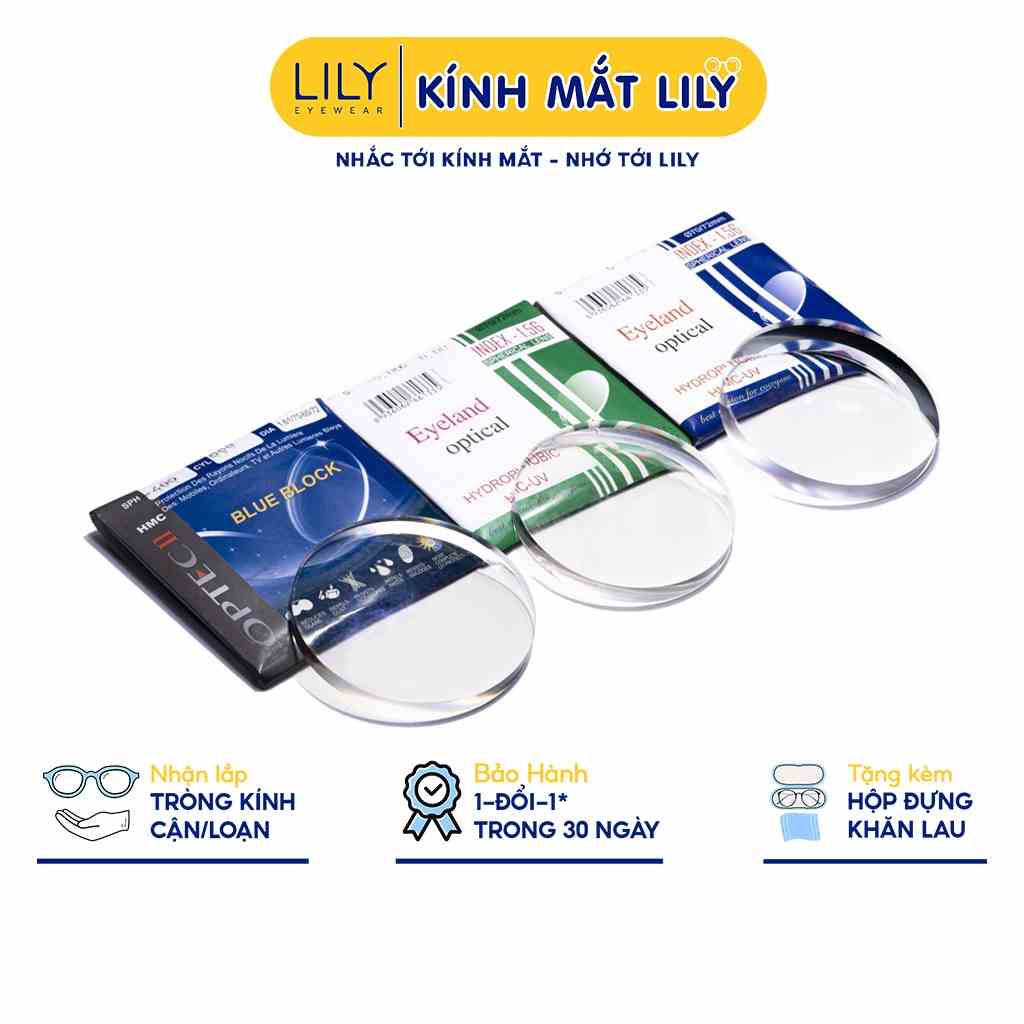 Tròng kính cận loạn có độ LILYEYEWEAR mắt kính chống ánh sáng xanh, đổi màu đi nắng chống tia UV400