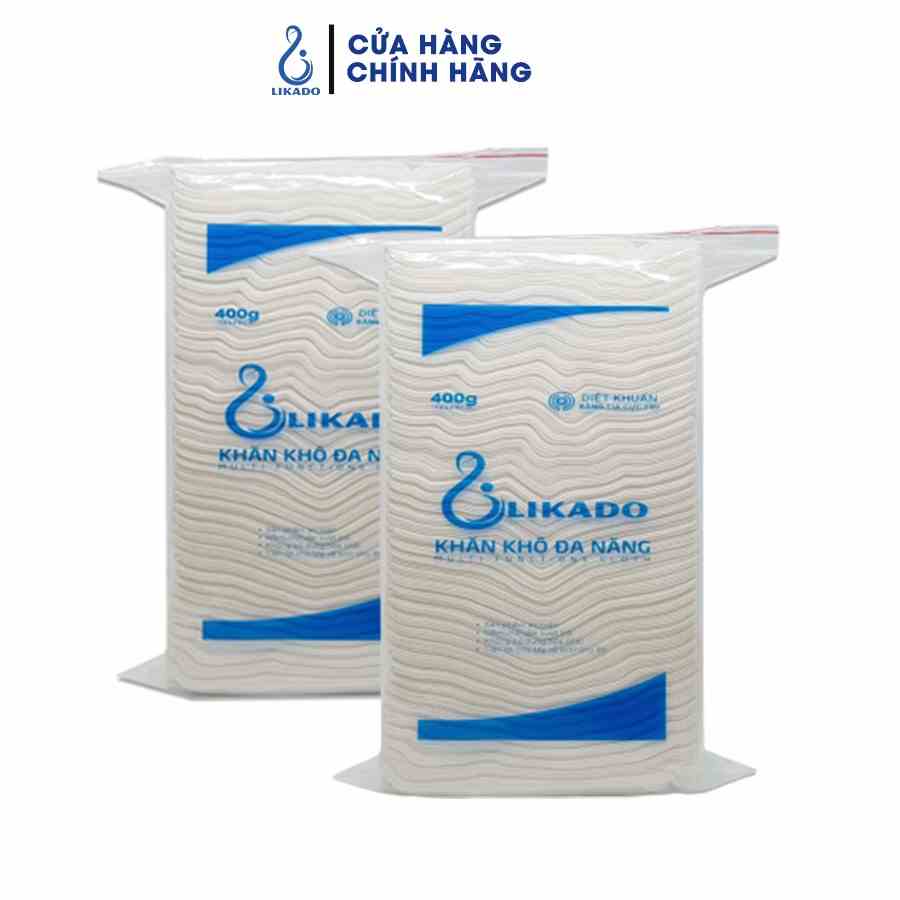 Khăn khô đa năng likado 400g kích thước 15x20cm thấm hút tốt không mùi cho mẹ và bé - SET 2 GÓI