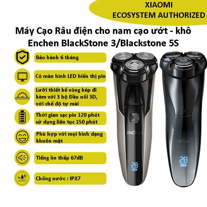 Máy Cạo Râu điện cho nam cạo ướt - khô Enchen BlackStone 3/5S chính hãng cao cấp