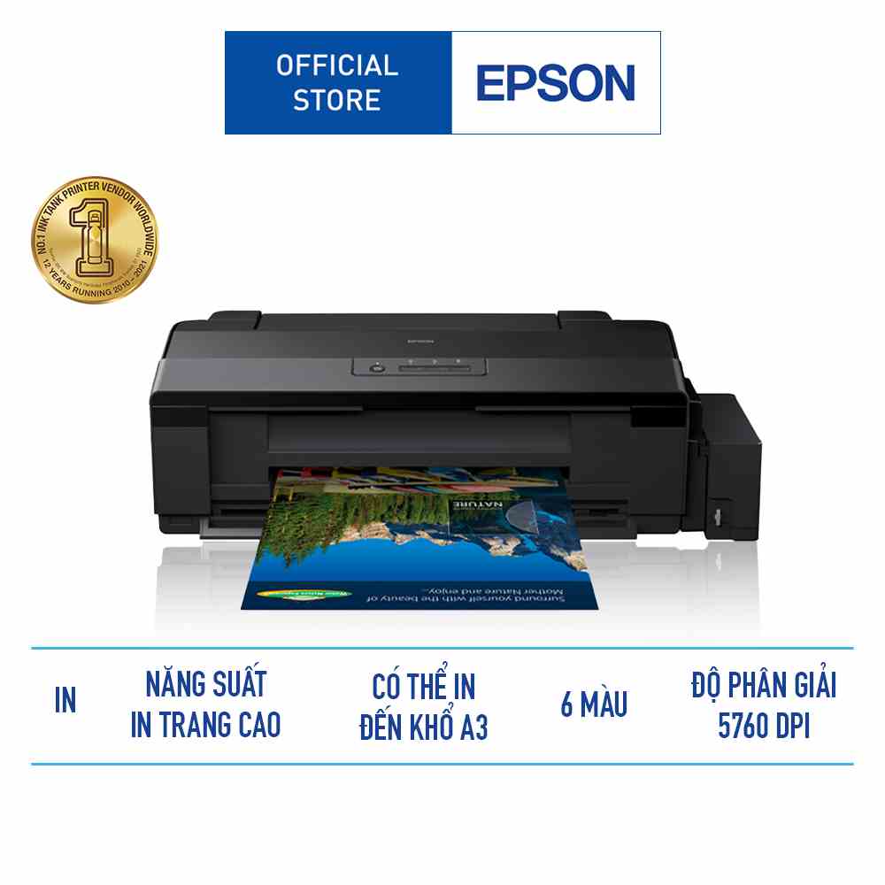 [Mã ELCL12 giảm 12% đơn 10TR] Máy in ảnh đơn năng khổ A3+ hệ thống mực phun liên tục Epson EcoTank L1800 - 6 màu