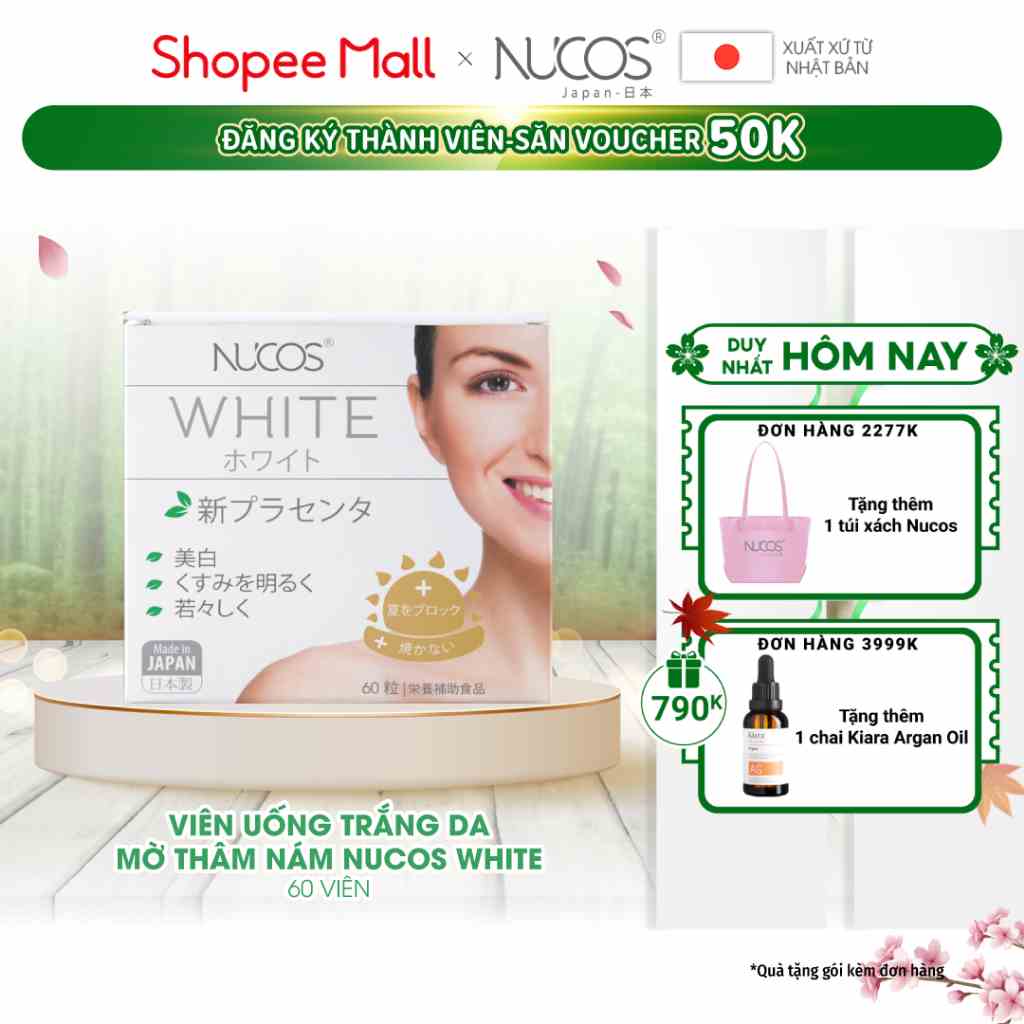 Viên uống trắng da mờ thâm nám Nucos White 60 viên