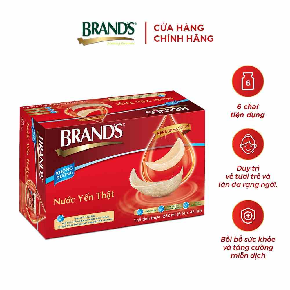 Nước yến thật BRANDS Không Đường (42 ml x 6 lọ)