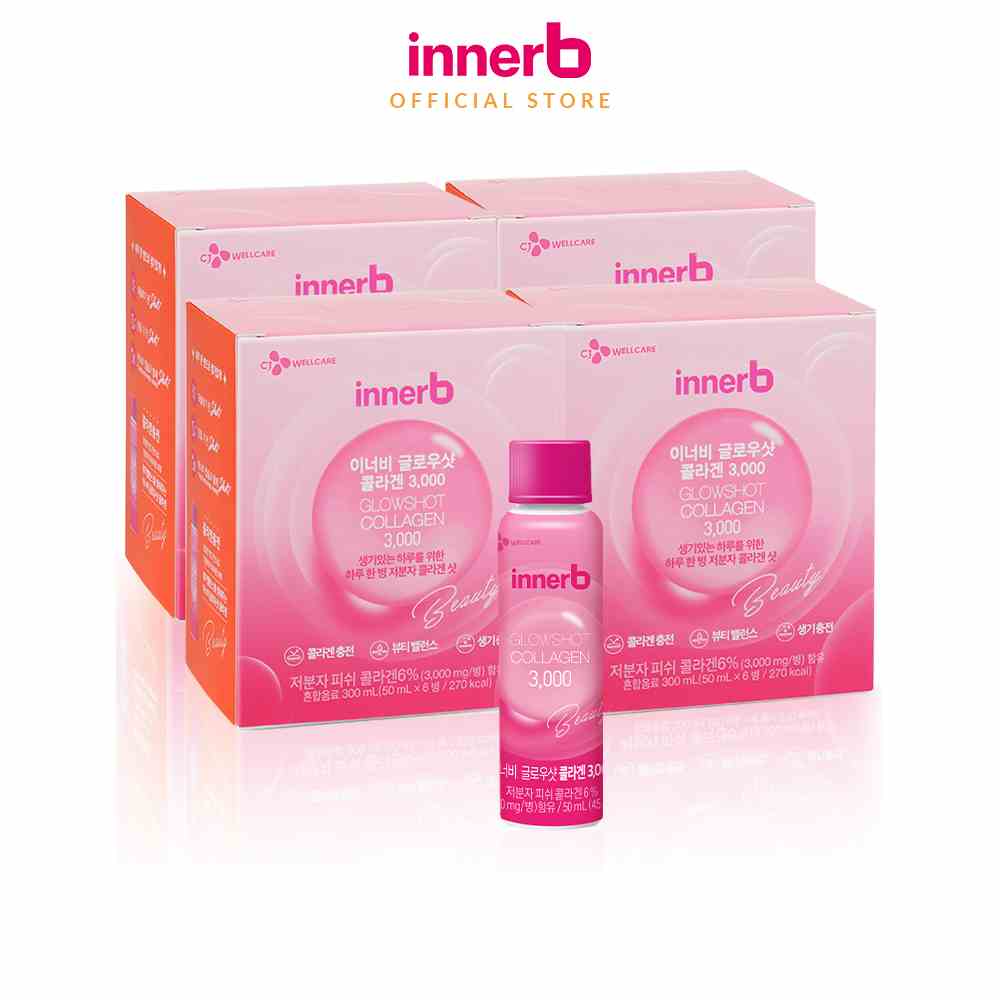 Combo 4 hộp nước uống Collagen Vitamin C sáng da Innerb Glowshot (50mlx6)