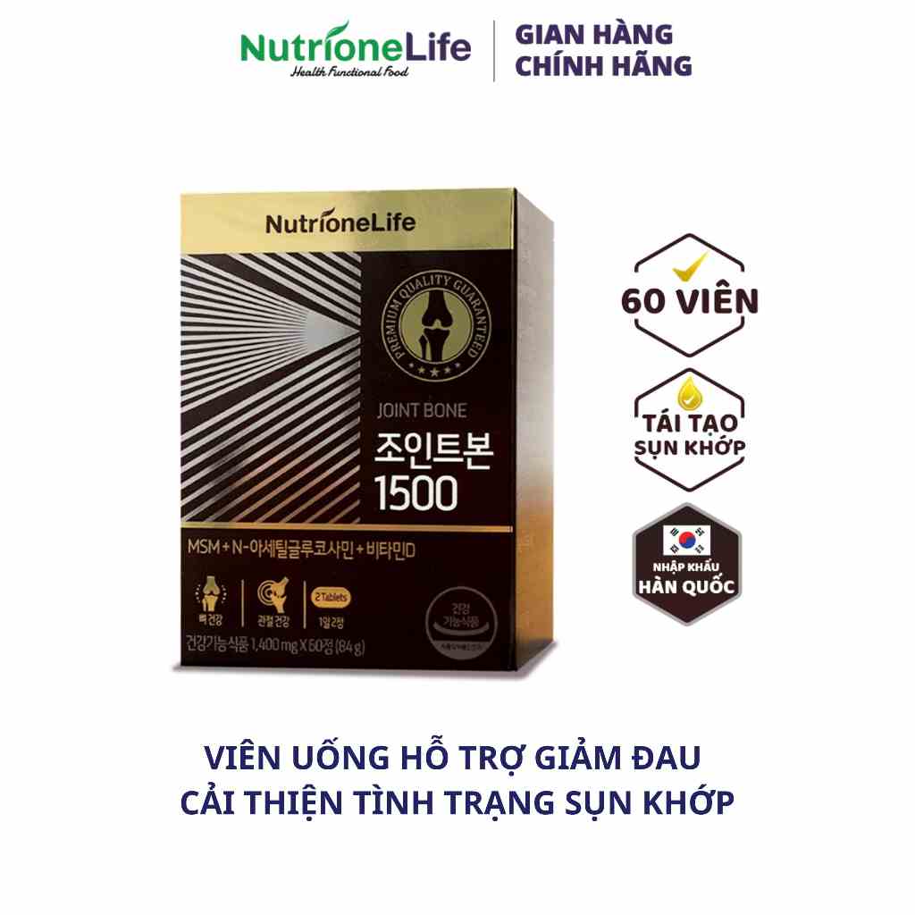 Viên Uống NUTRIONELIFE Joint Bone 1500 Bổ Sung Glucosamine Giảm Đau, Thoái Hóa Khớp, Tăng Cường Dịch Khớp 60 Viên