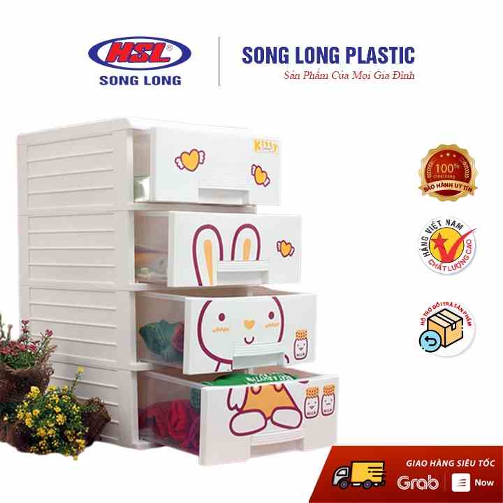 Tủ Nhựa Kitty đựng đồ trẻ sơ sinh -3 tầng- 4 tầng Song Long Plastic