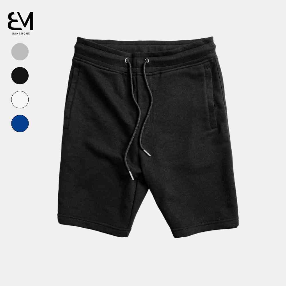 Quần short nỉ cao cấp BAMI HOME phong cách unisex có lai và dây rút dễ phối đồ QN02