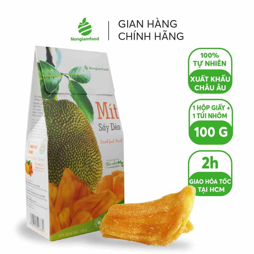 [Mã BMLTA35 giảm đến 35K đơn 99K] Mít sấy dẻo Nonglamfood 100g | Healthy Snack | Ăn vặt văn phòng | Trái cây sấy dẻo