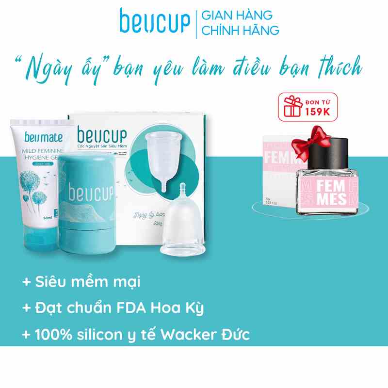 Cốc Nguyệt San BeUcup Silicol Y Tế Wacker Đức Siêu Mềm, Đạt Chuẩn FDA Hoa Kỳ