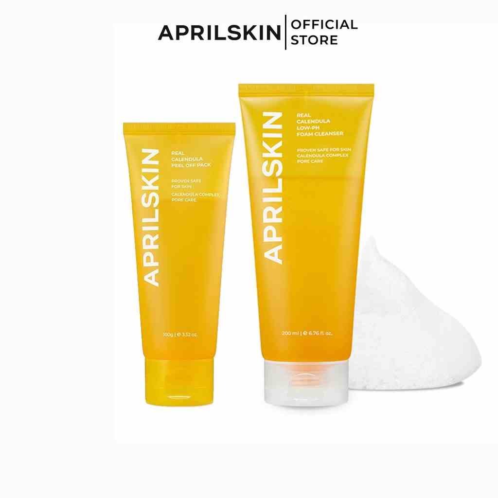 Aprilskin Combo Calendula Cơ Bản (Mặt nạ lột Peel Off Pack+Sữa rửa mặt Calendula Foam Cleanser)