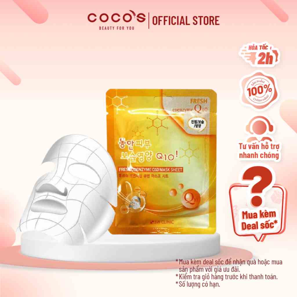 Mặt Nạ Bổ Sung Collagen 3W Clinic Fresh Coenzyme Q10 Mask Sheet 23ml