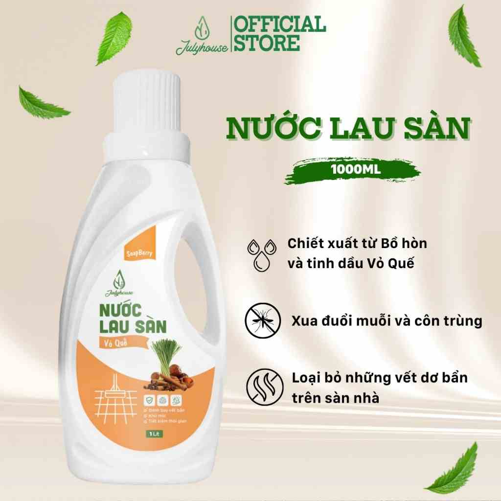 Nước Lau Sàn khử mùi, đuổi kiến và gián tinh dầu Vỏ Quế - Bồ Hòn 1000ml JULYHOUSE