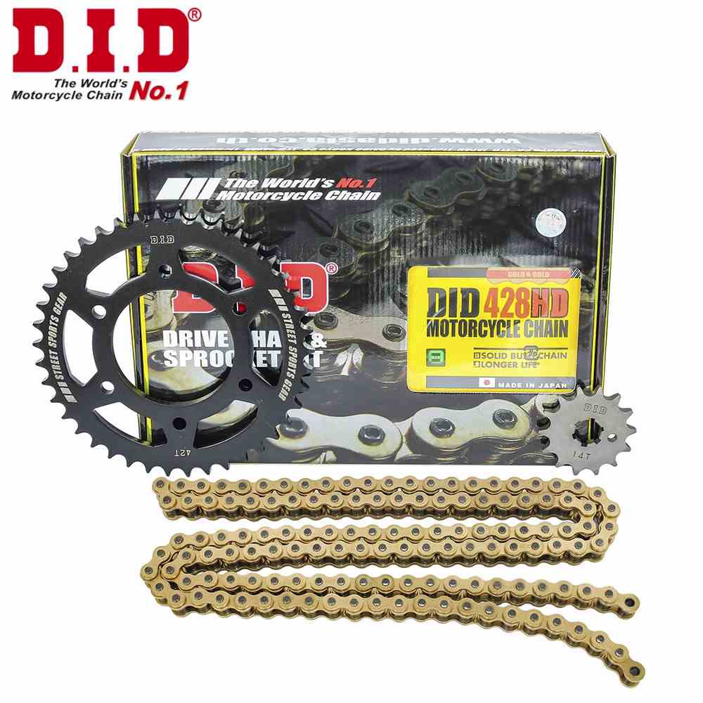 Nhông sên dĩa DID xe Exciter 150 dĩa đen sên vàng Nhật 428HD (sên 10 ly) - Chain Made in Japan