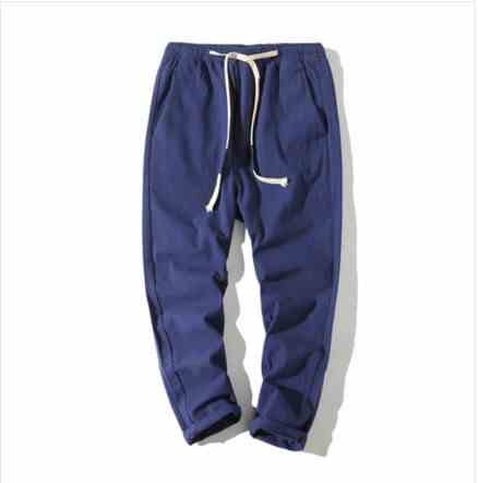 Mens Pants Cotton Plain Trousers Casual Pant