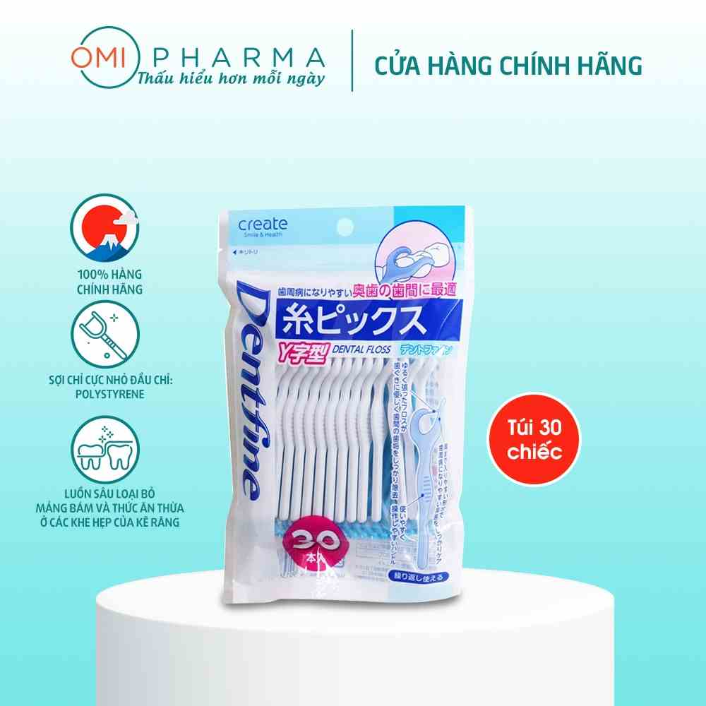 Tăm Chỉ Nha Khoa Dentfine Hình Chữ Y Nhật Bản (Gói 30 chiếc)