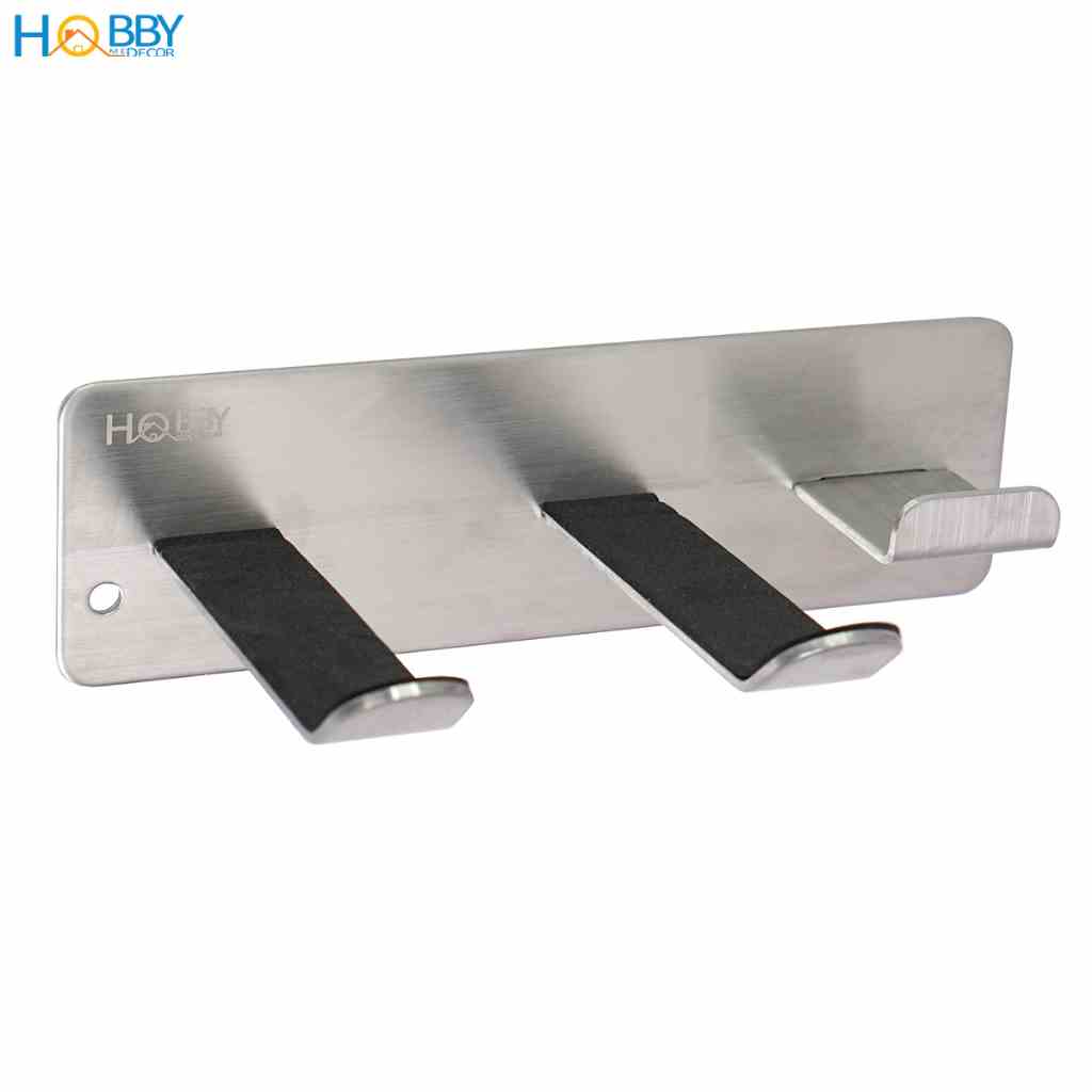 Giá treo máy sấy tóc và phích cắm HOBBY Home Decor MS3PC dán tường gạch men - chuẩn Inox 304 và kèm keo dán