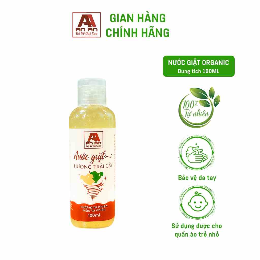 Nước giặt quần áo, nước giăt xả AN AN 100ml hữu cơ an toàn cho em bé và cho trẻ sơ sinh