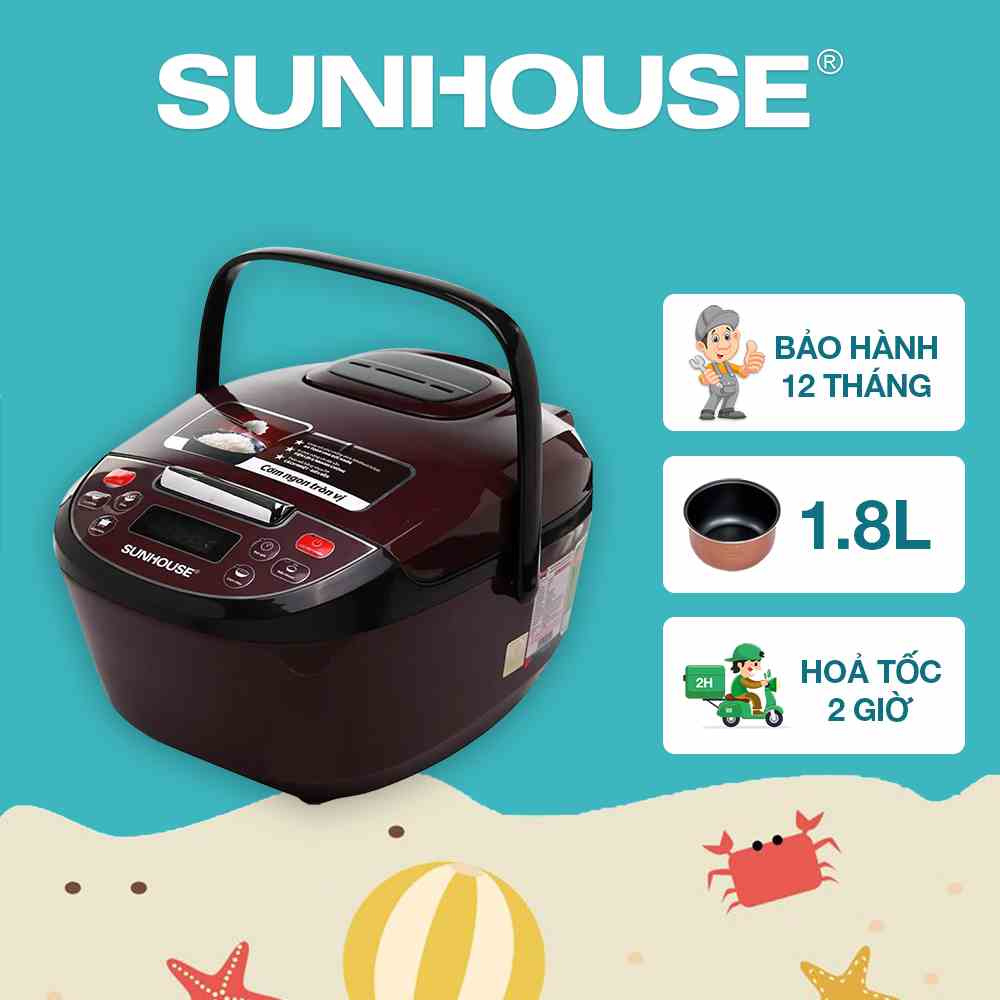 Nồi cơm điện tử 1.8L SUNHOUSE SHD8909 - Bảo hành chính hãng 12 tháng