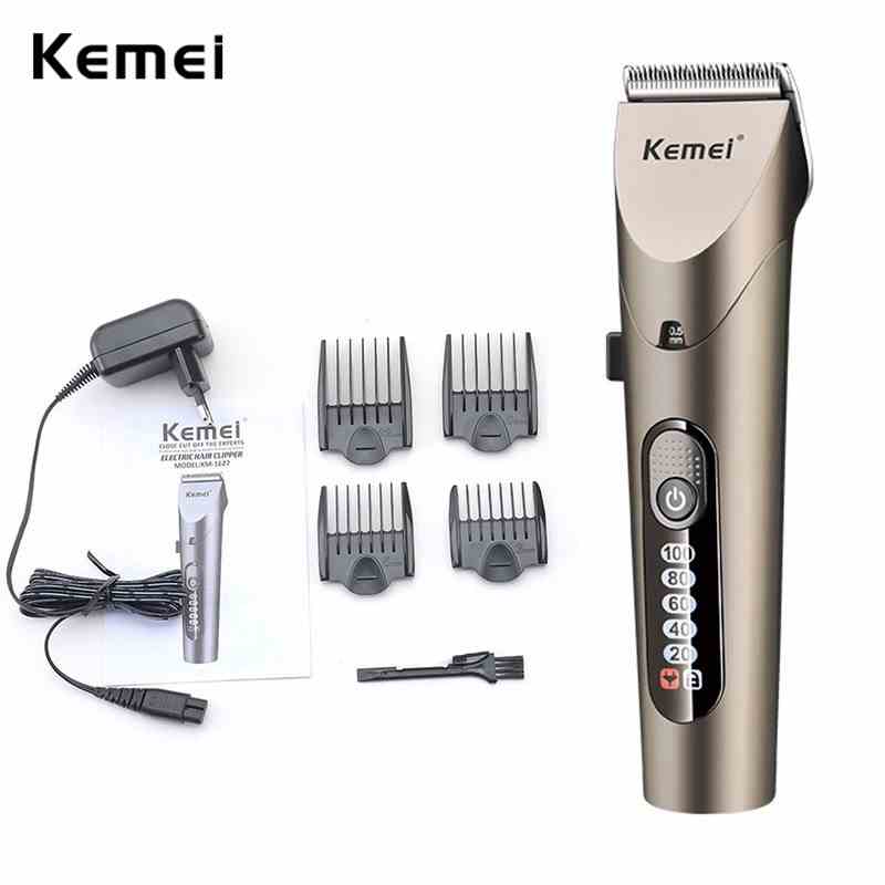 Tông Đơ Cắt Tóc Kemei KM-1627 Không Dây Chống Thấm Nước Có Đèn LED