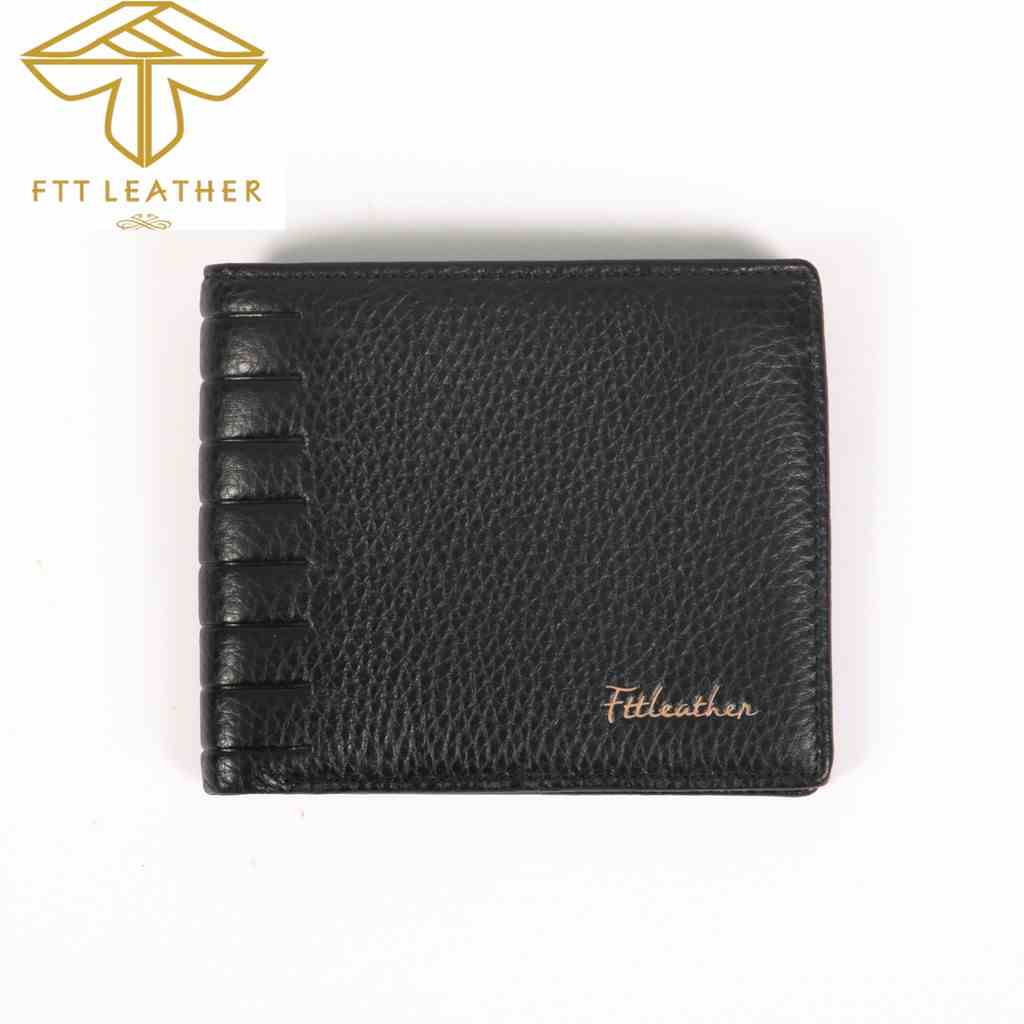 Ví da nam Fttleather khổ nhỏ 8x11 da dê xịn 100% da dê nguyên tấm may thủ công dáng ví 5501