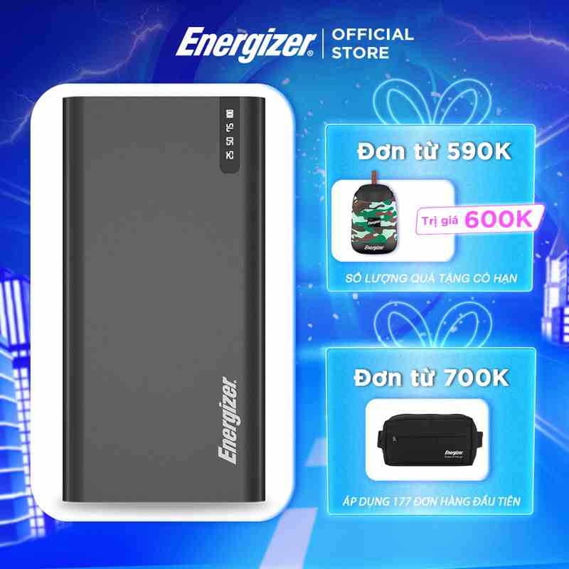 Sạc dự phòng Energizer 10000mAh UE10047PQ - Tích hợp sạc nhanh đa nền tảng, sạc nhanh 2 chiều USB-C - Hàng chính hãng