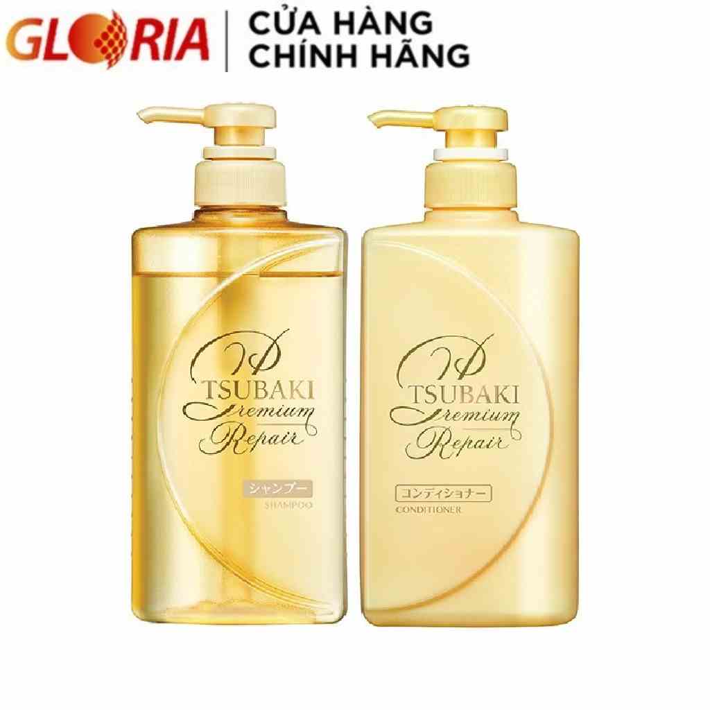 Bộ đôi gội xả Phục hồi ngăn rụng tóc Premium Repair Tsubaki 490ml/chai