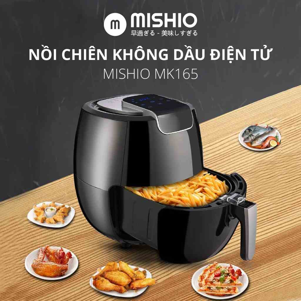 Nồi chiên không dầu điện tử Mishio MK165 9L (5.5L) – Màu đen