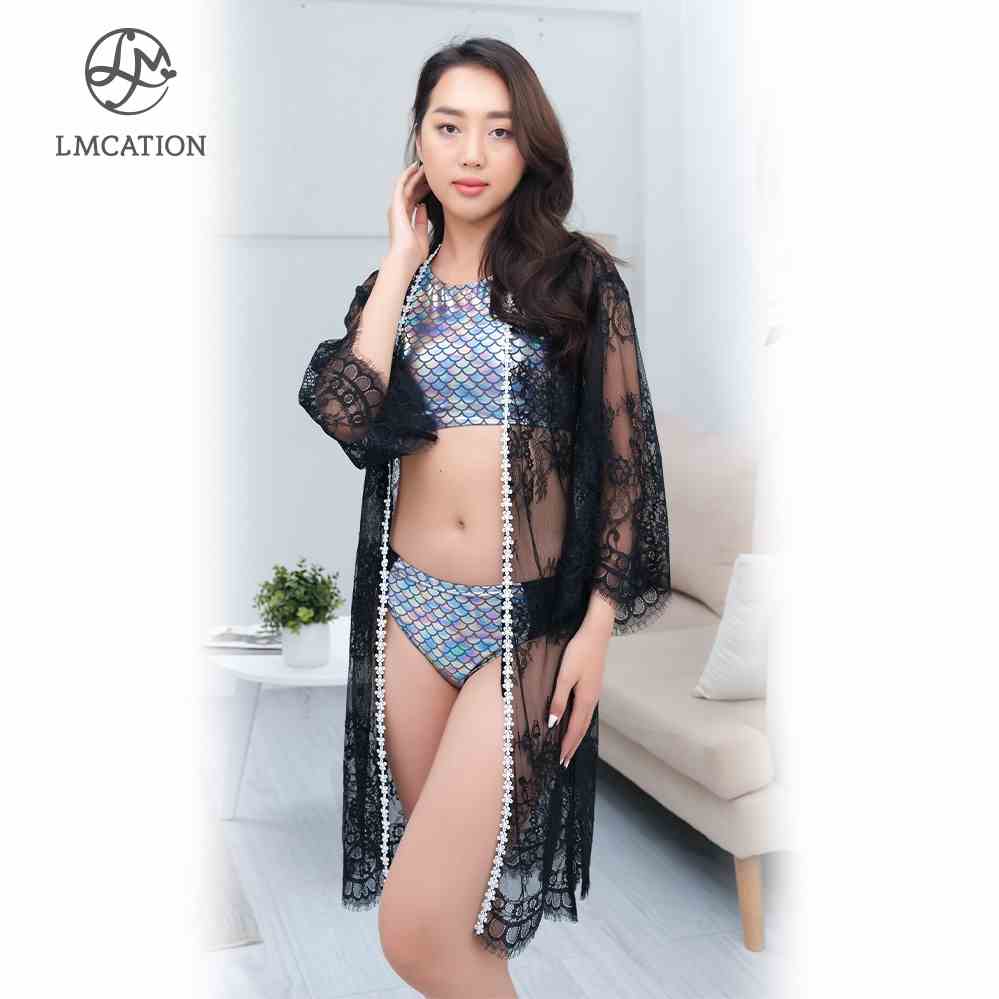 [Mã BMLTA35 giảm đến 35K đơn 99K] Áo Kimono Ren LMcation Lily - Đen