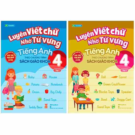 Sách Combo Luyện viết chữ nhớ từ vựng tiếng Anh theo chương trình Sách giáo khoa Lớp 4 – Tập 1,2