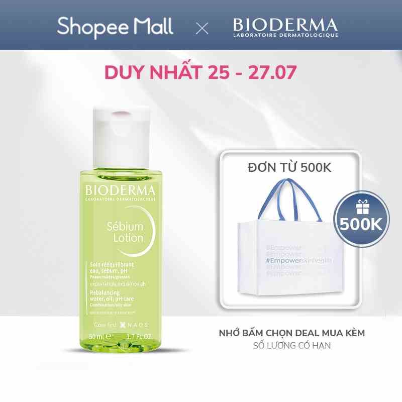 Dung dịch cân bằng cho da hỗn hợp và da dầu Bioderma Sébium Lotion - 50ml