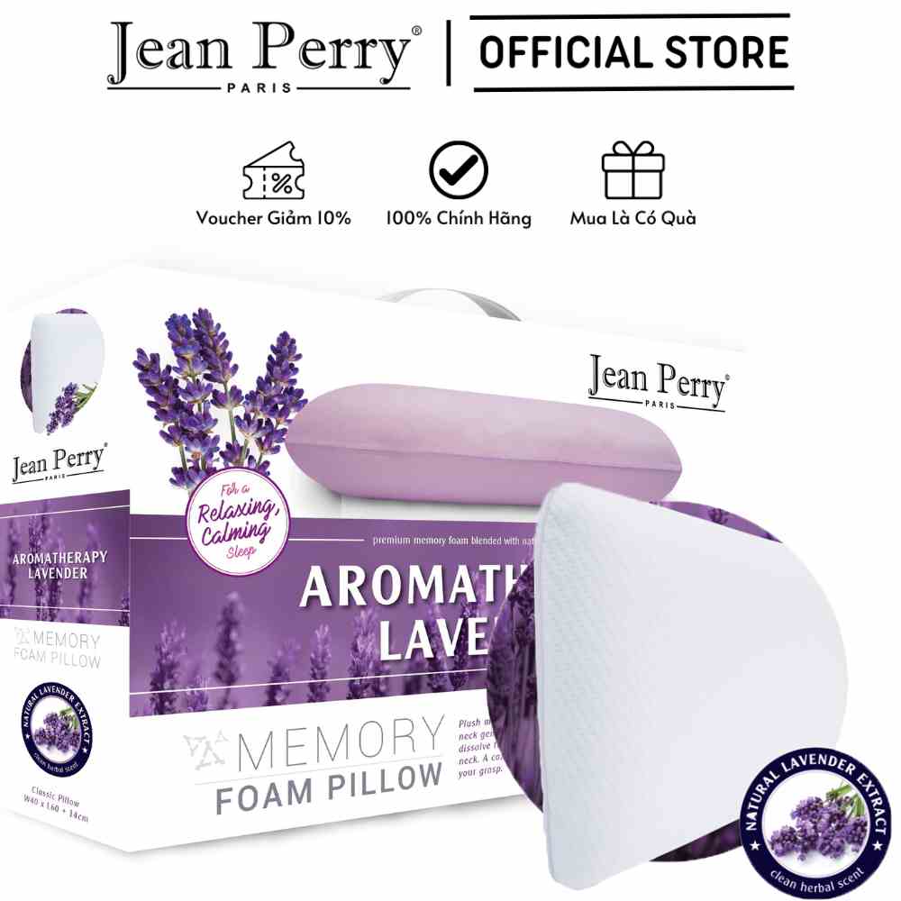 Gối nằm chiết xuất hoa oải hương Jean Perry Memory Foam Lavender Classic 40x60x14cm