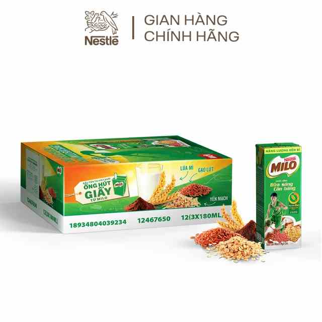 Thùng 36 hộp sữa Nestle Milo bữa sáng 180ml/ hộp