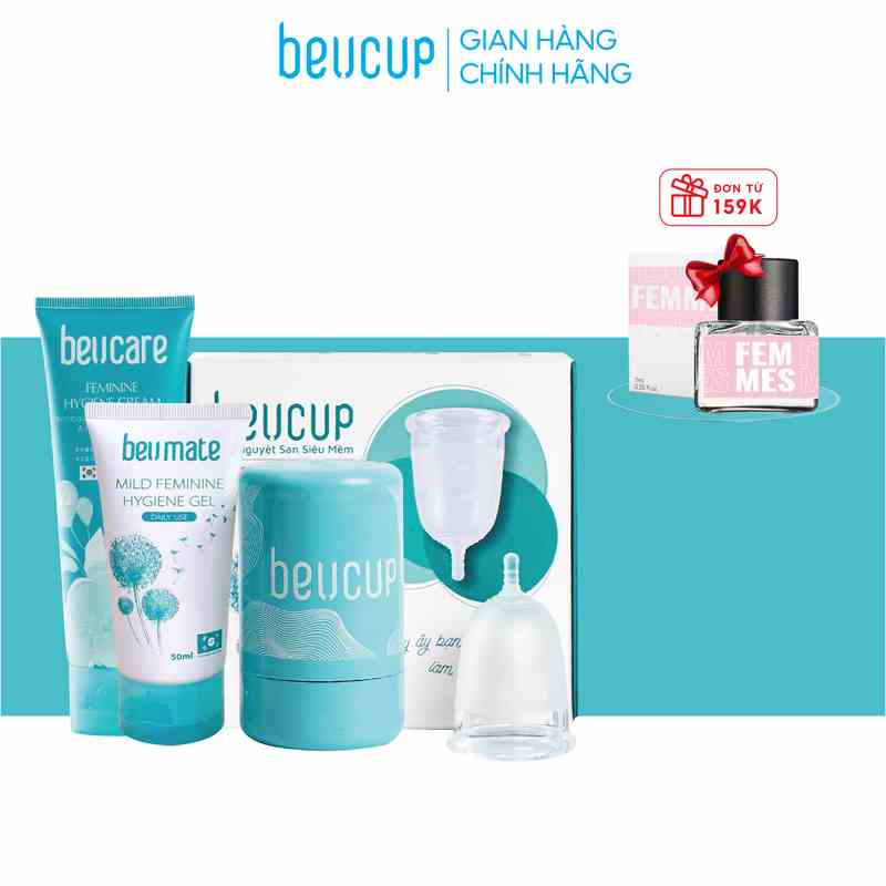 Combo 1 Bộ Cốc Nguyệt San BeUcup và 1 Dung Dịch Vệ Sinh Phụ Nữ BeUcare 100ml