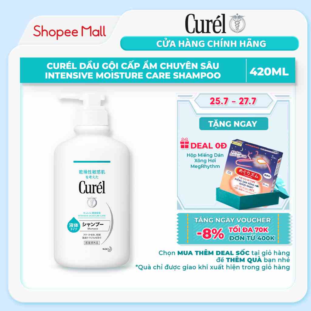 Curél dầu gội cấp ẩm chuyên sâu Intensive Moisture Care Shampoo 420ml