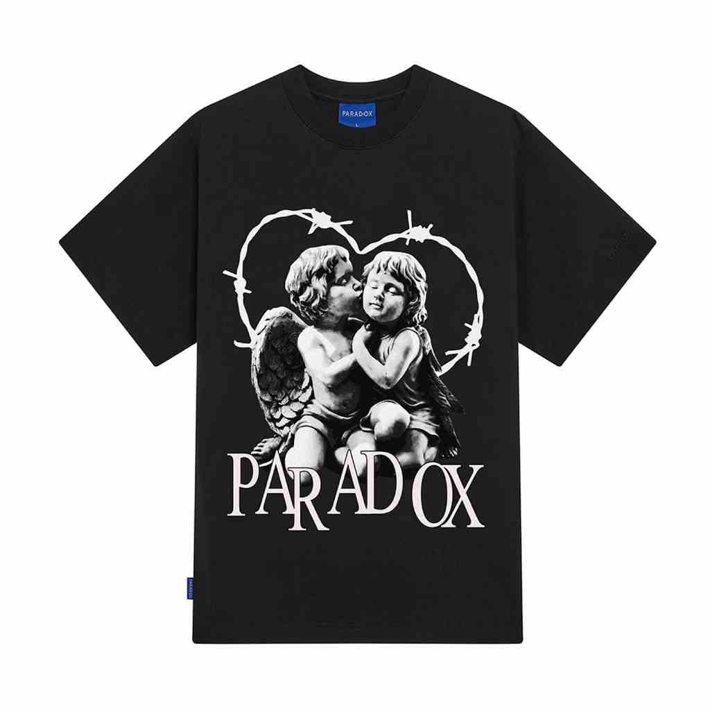 [Mã MABRS946 giảm 10% đơn 99k] Áo thun form rộng Paradox tay lỡ - Unisex - In hình - SURROUNDED BY LOVE - Màu đen