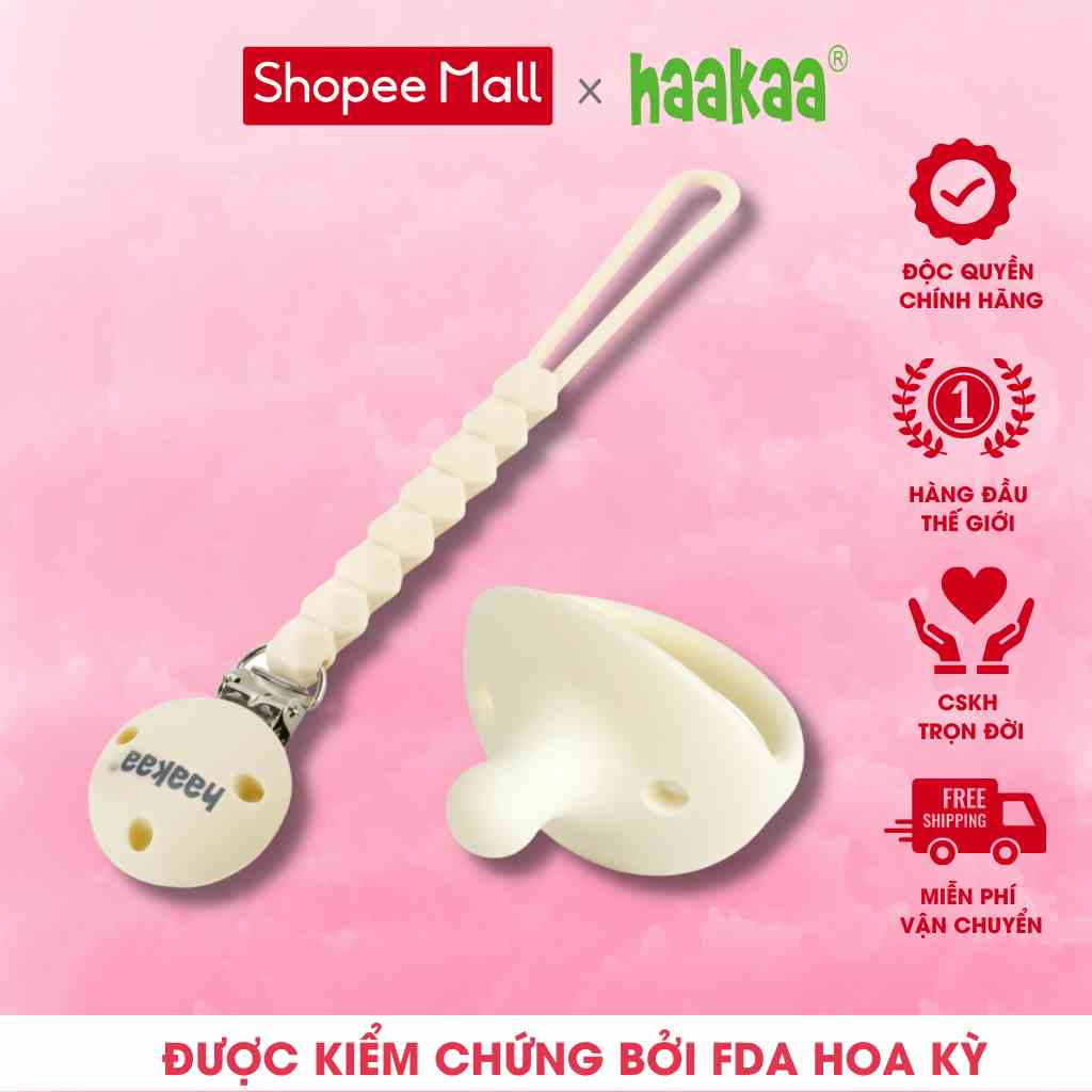 [Mã BMLTB200 giảm đến 100K đơn 499K] Núm ti giả kèm dây đeo chống rơi silicone Haakaa