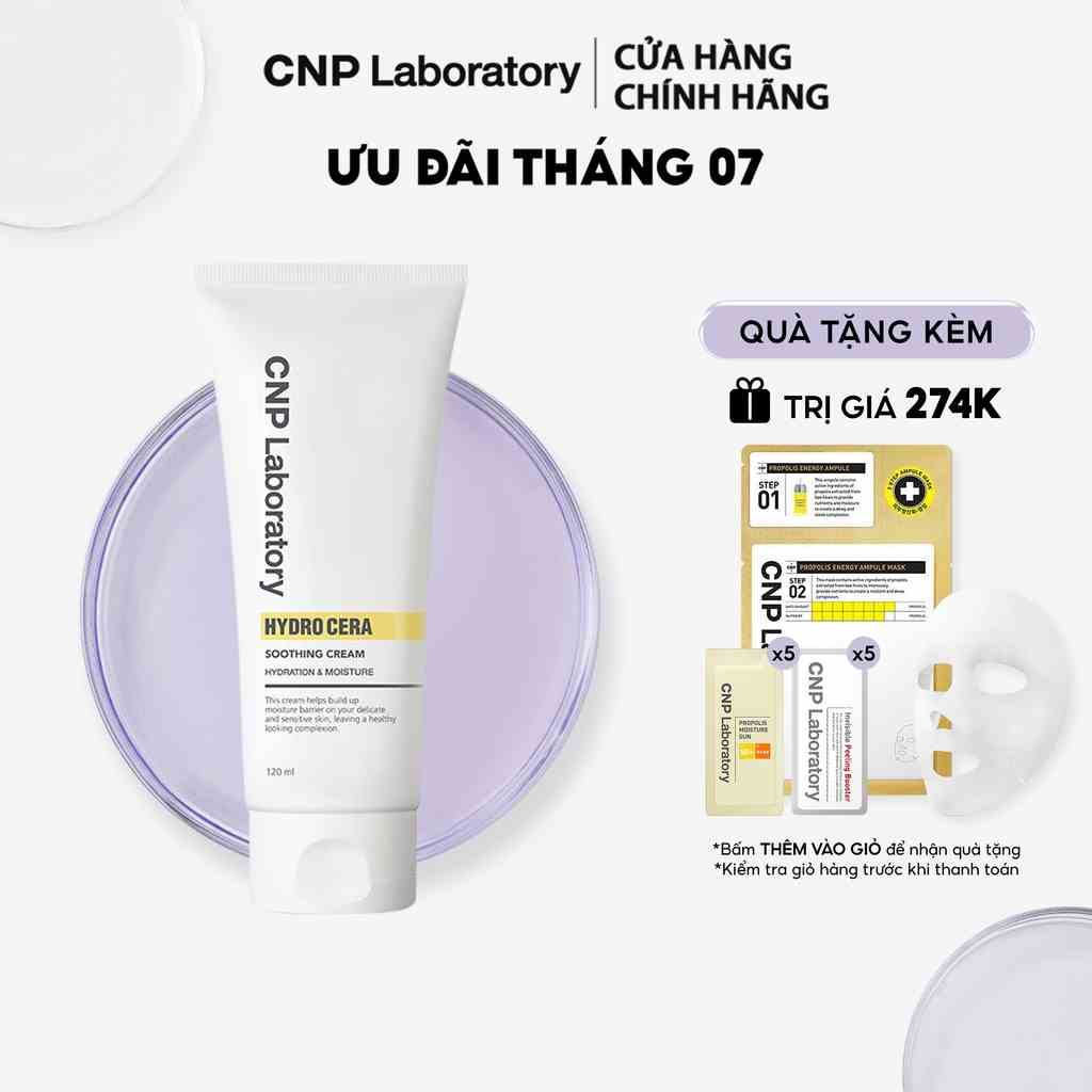 [Mã COSCNBE6 giảm 10% đơn 500K] Kem dưỡng ẩm làm dịu da chuyên sâu CNP Laboratory Hydro Cera Soothing Cream 120ml