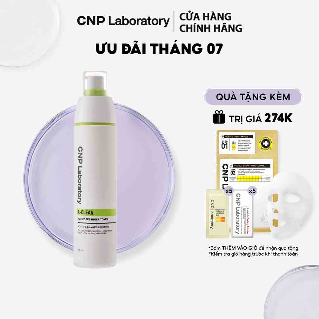 [Mã COSCNBE6 giảm 10% đơn 500K] Nước cân bằng ngừa mụn không cồn CNP Laboratory A-Clean Active Freshner Toner 150ml