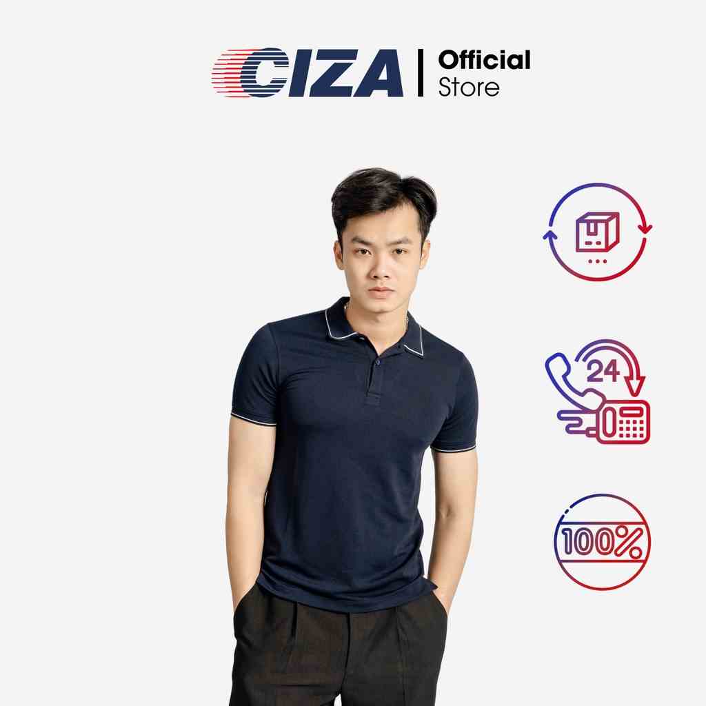 Áo polo ngắn cộc tay nam CIZA cổ sọc vải thun cotton thoáng mát thấm hút trẻ trung sỉ S M L XL APNS04