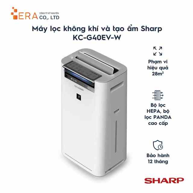 [Mã BMLT100 giảm đến 100K đơn 499K] Máy lọc không khí và tạo ẩm Sharp KC-G40EV-W