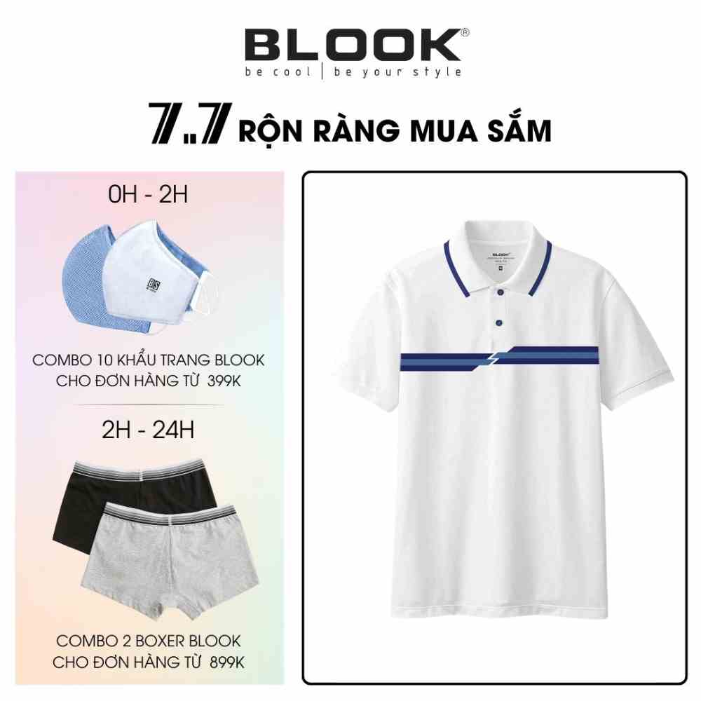 Áo thun polo nam cao cấp kẻ sọc BLOOK form đẹp, cao cấp, thấm hút, thoáng mát, kiểu dáng sang trọng 35622