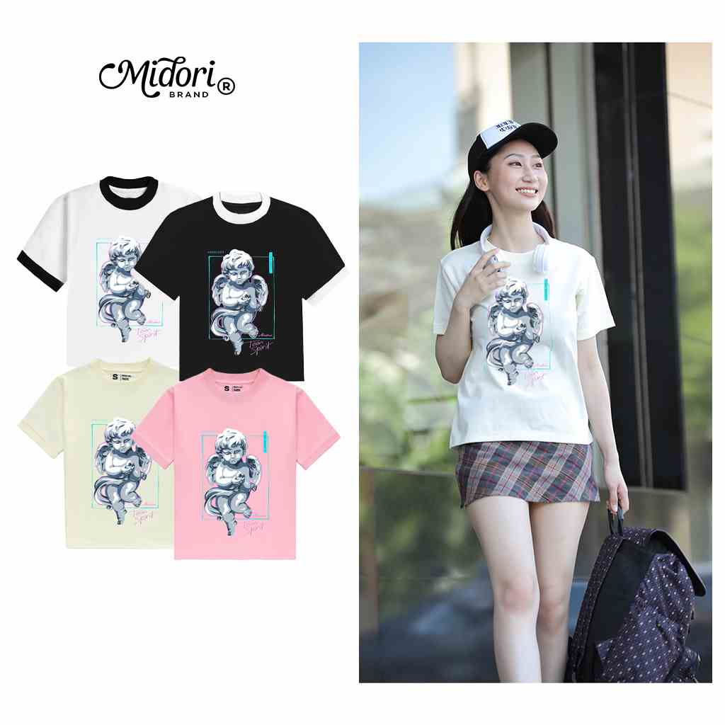 ÁoThun Baby Tee SPIRIT ANGEL unisex phông Nam Nữ Local Brand Chính Hãng Mi Midori