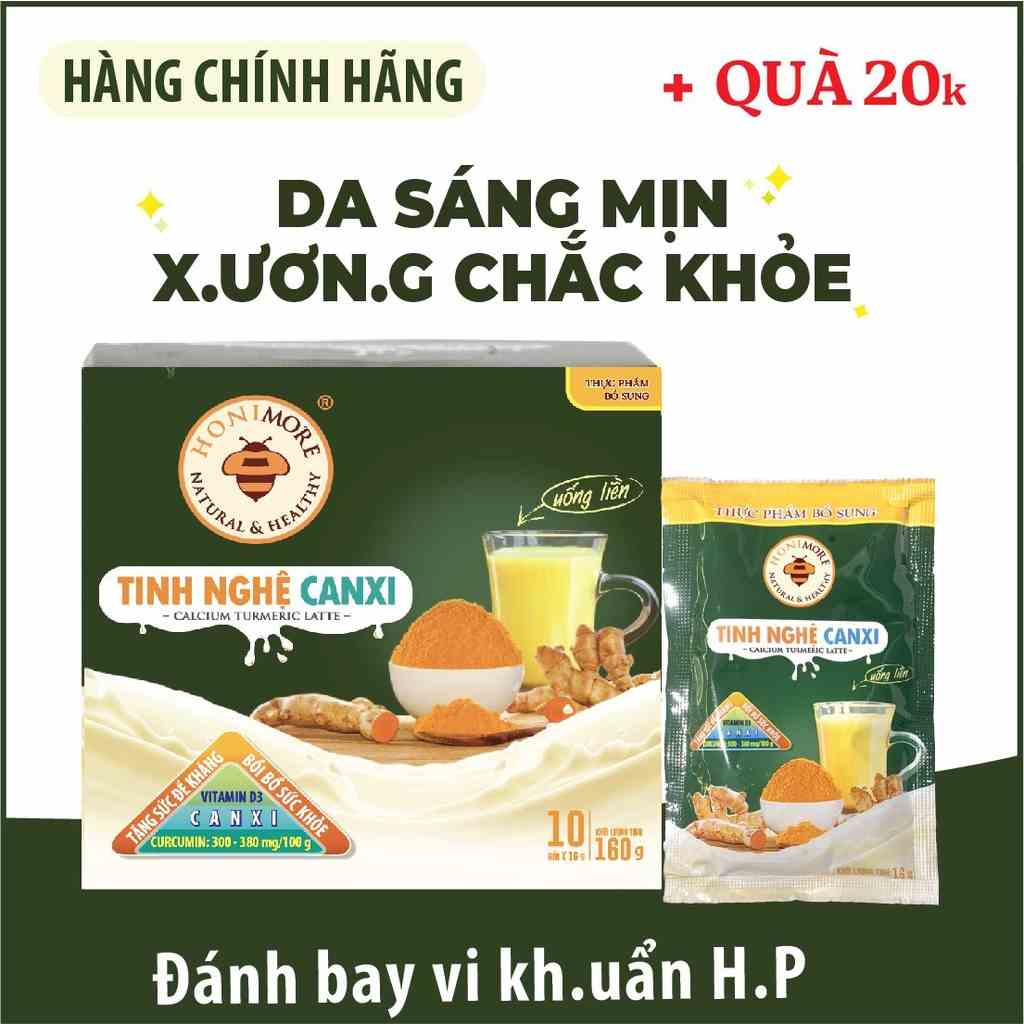 Tinh bột nghệ Canxi Honimore 160g - tốt cho xương, làm đẹp da, tốt cho dạ dày