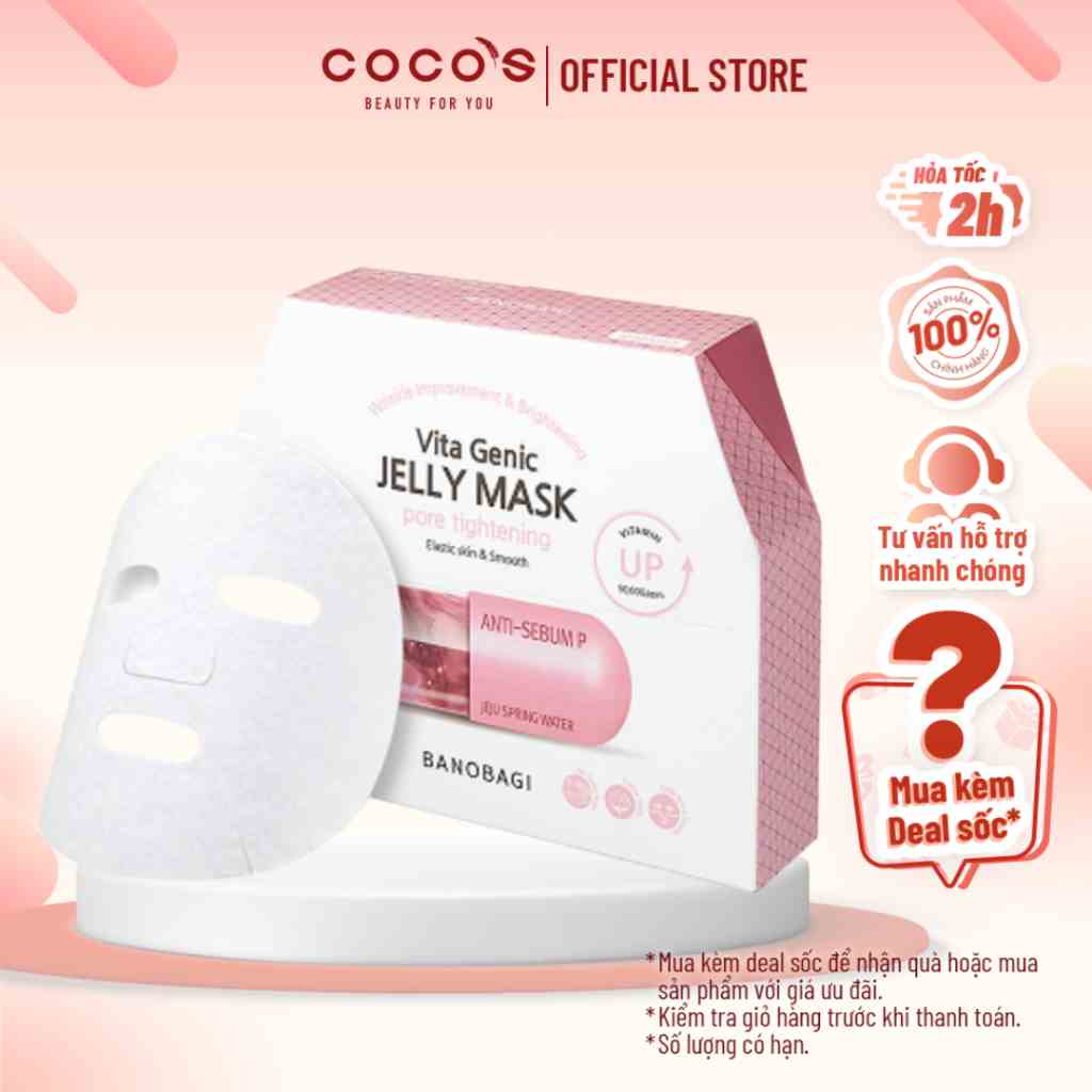 Combo 10 Mặt Nạ Dưỡng Da,Se khít lỗ chân lông Banobagi Vita Jelly Mask Pore Tightening (30ml x 10) - [BANOBAGI HỒNG]