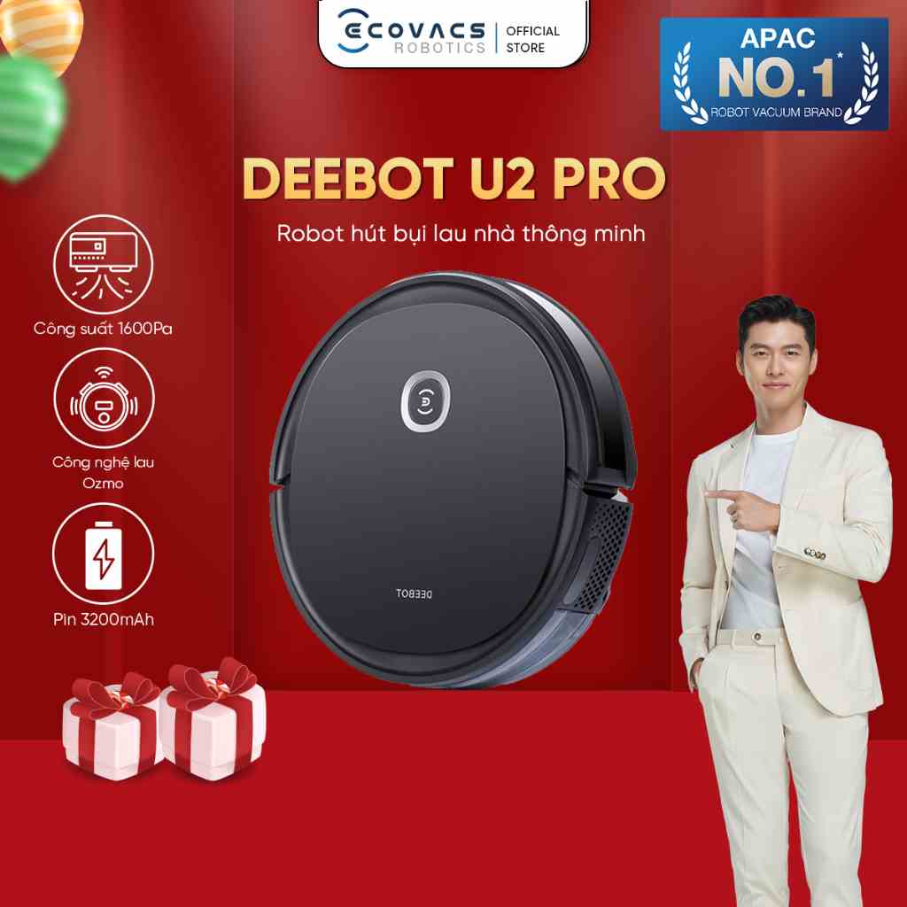 [Mã ELHACE02 giảm 12% đơn 2TR] Robot hút bụi lau nhà thông minh Ecovacs Deebot OZMO U2 Pro - Bản Quốc Tế (Chuẩn CE)