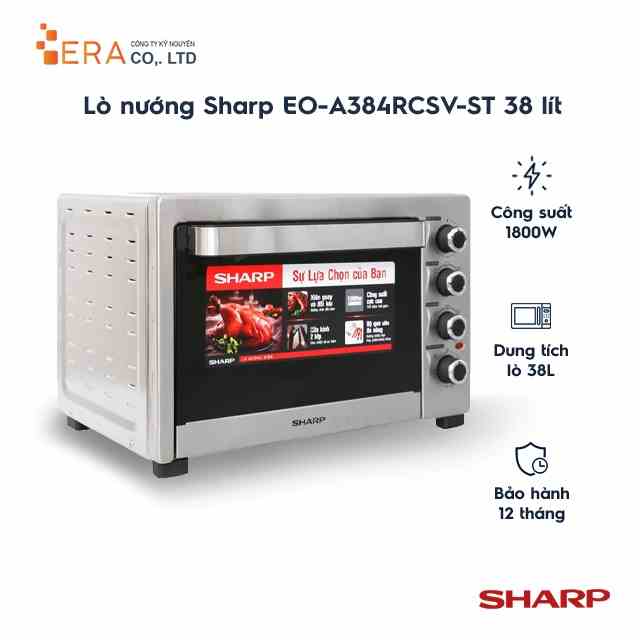 [Mã BMLTA35 giảm đến 35K đơn 99K] Lò nướng Sharp EO-A384RCSV-ST 38 lít