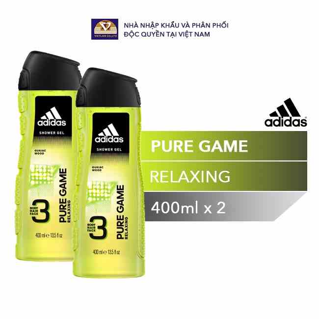 [Mã BMLTB35 giảm đến 35K đơn 99K] Combo 2 chai : Sữa Tắm Gội Toàn Thân Nam Adidas Pure Game 400ml